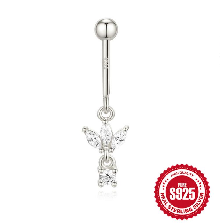 Piercings 925 Sterling Silver Zircon Snowflake Marquise Ball Flat Back Vertical Helix Piercing Ear Bone Earrings