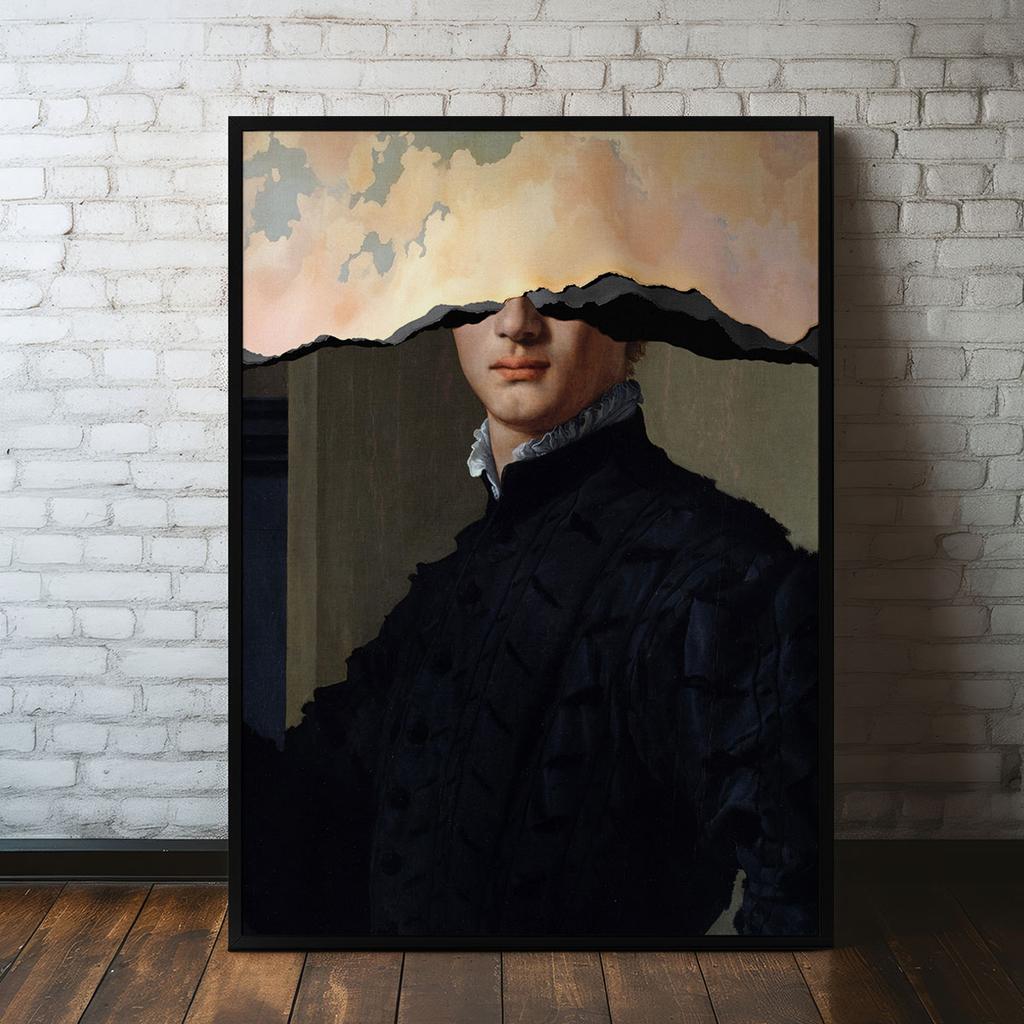 Plakat rozerwany portret w ramie