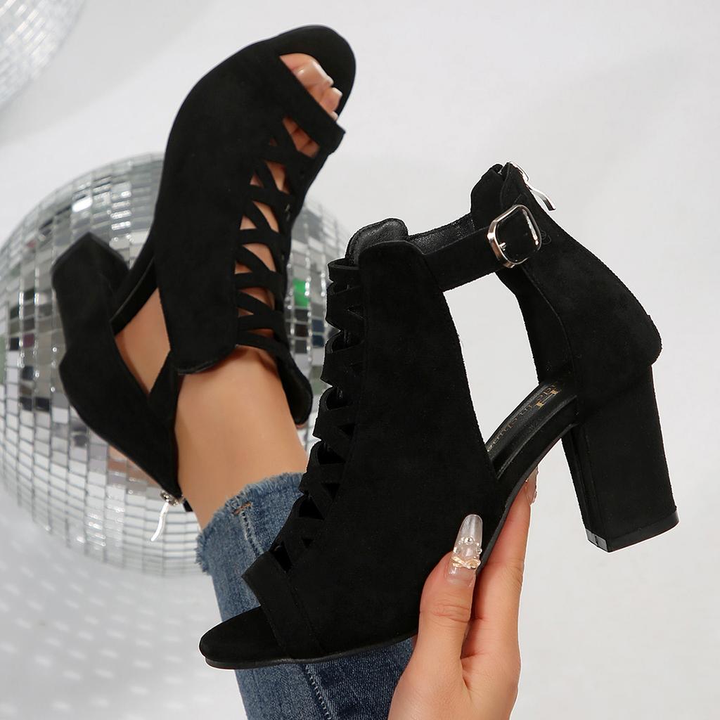 Women's Shoes Large Hollow Thick Heels Fish Shoes Women Sandals Wedge Walking Sandals for Women with Arch Support and Comfort