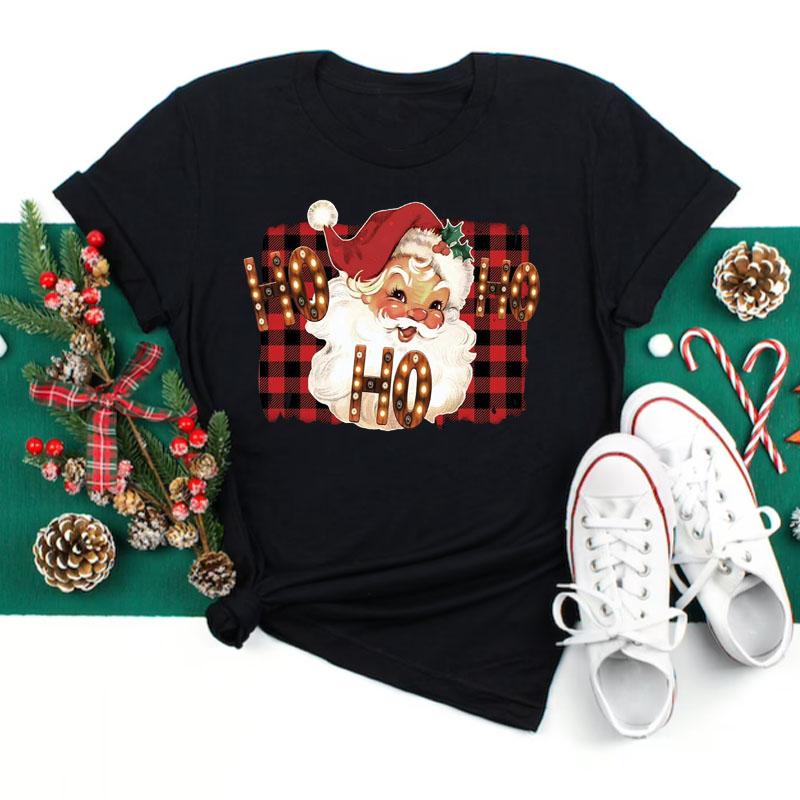 Maycaur Women Santa Claus Print Clothes Christmas 90s Funny Holiday Fashion Cartoon Tops Tee Shirt Ladies Female Graphic T-Shirt