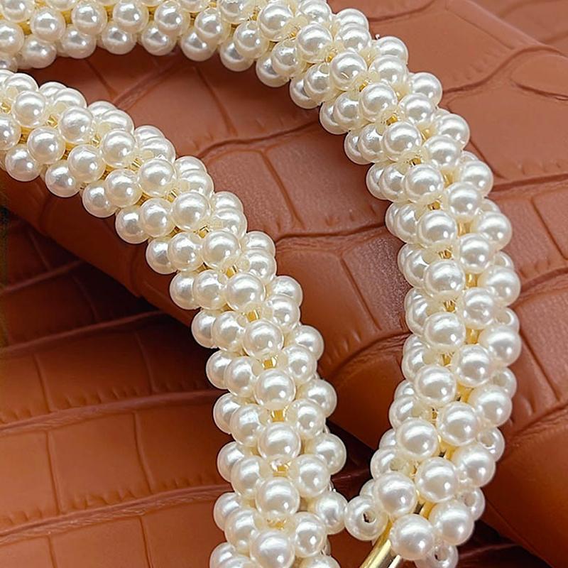 1Pc Exquisite Pearl Round Bag Handle Metal Ring Braided Colorful Beads For Women Handbag Purse Frame Diy Handmade Bag Accessories