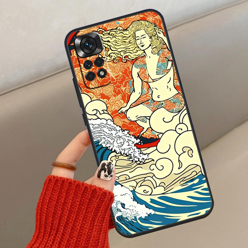 Японский чехол для серферов для Xiaomi Redmi Note 14 13 12 11 10 15 Pro Plus Чехол для Redmi 15 C 13C 10C 12C 14C