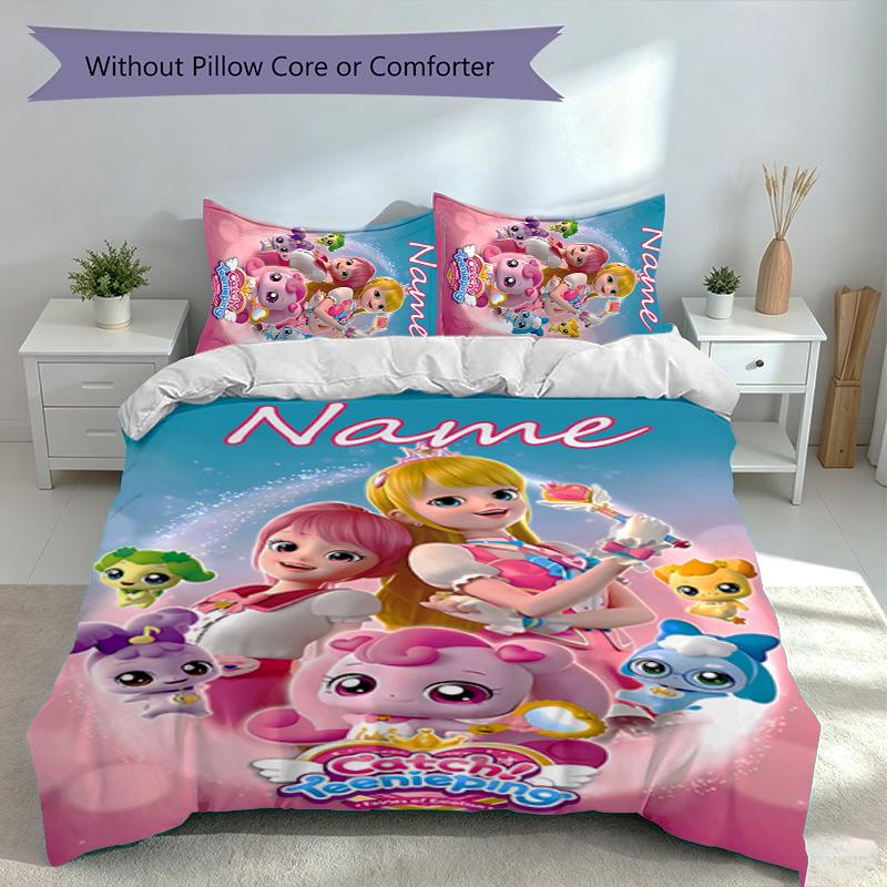 3pcs Custom Name Catch! Teenieping Set,Includes 1 Duvet Cover and 2 Pillowcases,All-season Bedroom Decor