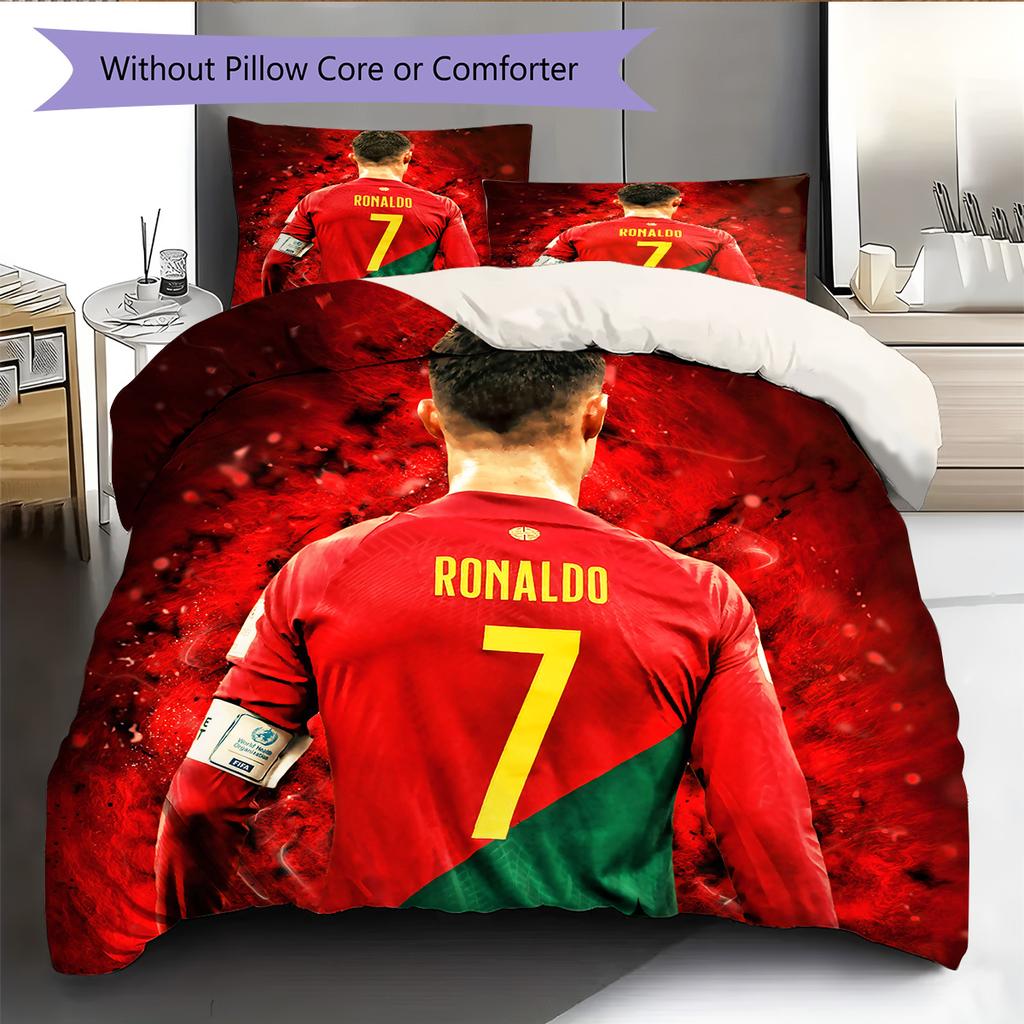Криштиану Роналду  Постельное белье с рисунком  Комплект с одеялом  Домашний декор  Подарок (1 пододеяльник + 2 наволочки без наполнителя)