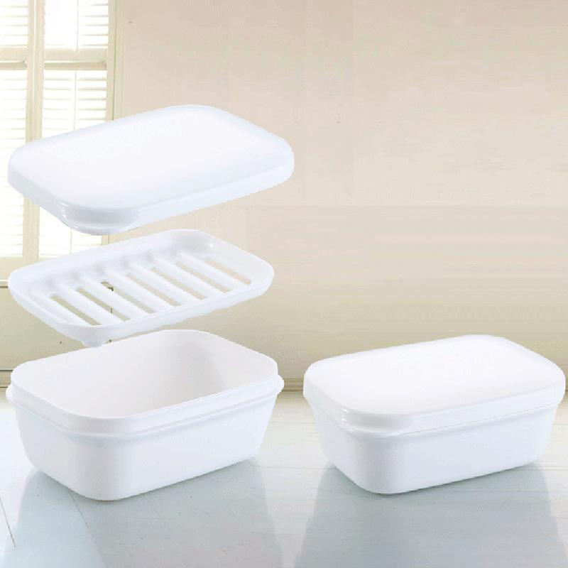 1PCS Covered Soap Box With Waterproof Seal Portable Soap Box Detachable Drain Tray And Soap Pan