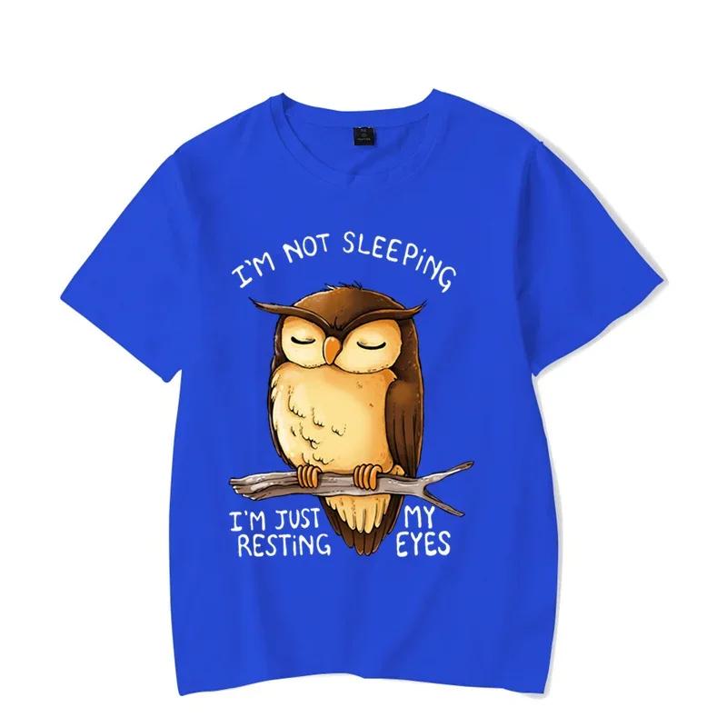 Men T-shirt I'm Not Sleeping I'm Just My Resting Eyes Kawaii T Shirt Unisex Cotton Tshirt Funny Owl Graphic Tshirts Oversized T