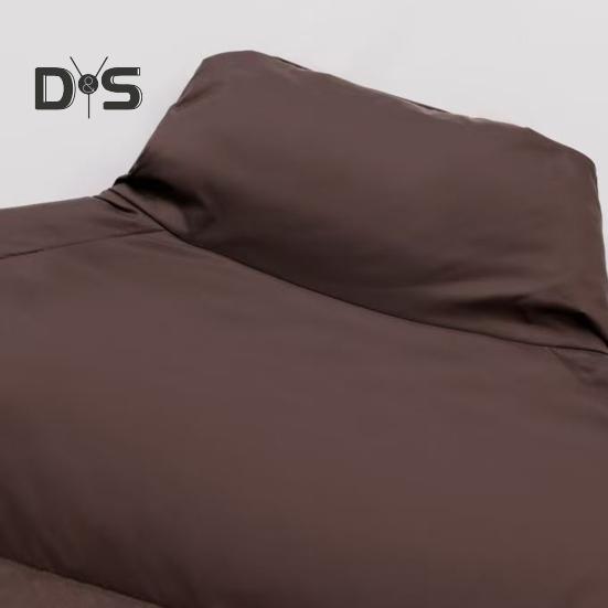 Winter Women Coat Stand Collar Neck Protection Zipper Closure Long Sleeves Windproof Heat Retention Padded Down Coat Men Slim Fit Outdoor Jacket