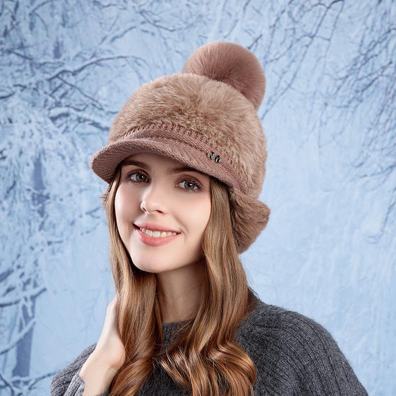 Мягкая бейсболка для защиты ушей, женская зимняя теплая вязаная шерстяная кепка для защиты от холода