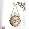 Double Sided Metal Wall Clock Office Bedroom Hotel Decor