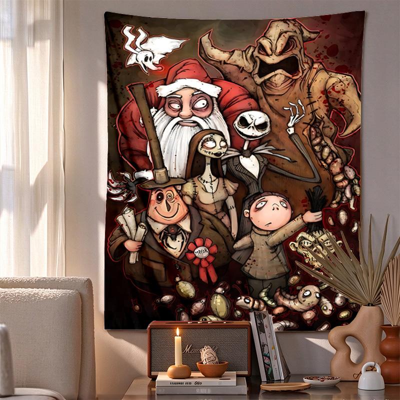 Nightmare Christmas Pattern Tapestry Wall Hanging Boho Aesthetic Wall Blanket For Bedroom Living Room Dorm Home Wall Decor 1012596