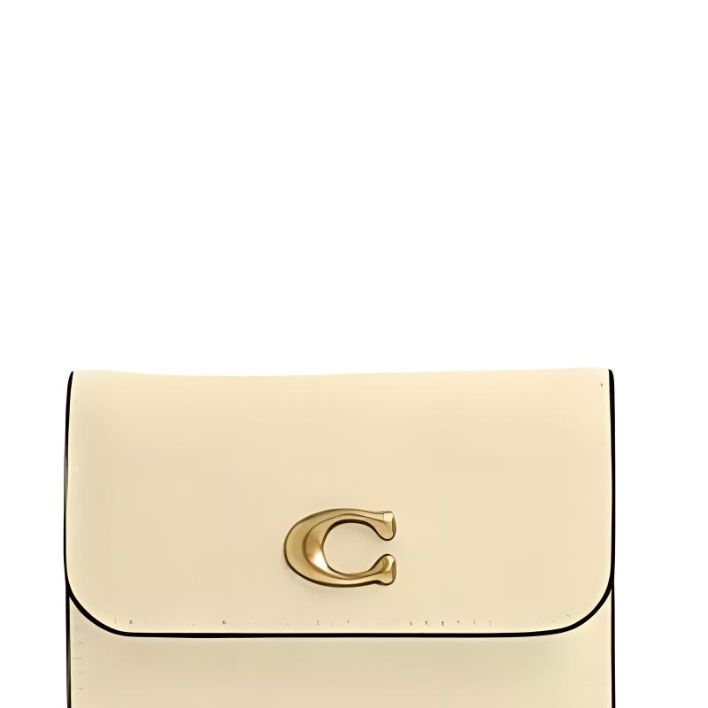 Coach Essential 10 Классический держатель для карт из натуральной кожи с логотипом бренда Женский Цвет латуни цвет латуни
