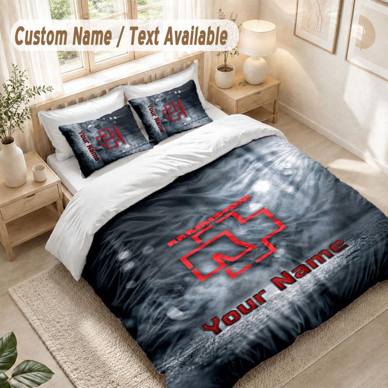 Custom Name Bedding Set 3 PiecesRammstein Print Duvet Cover + 2 Pillowcases Soft Bed Decor
