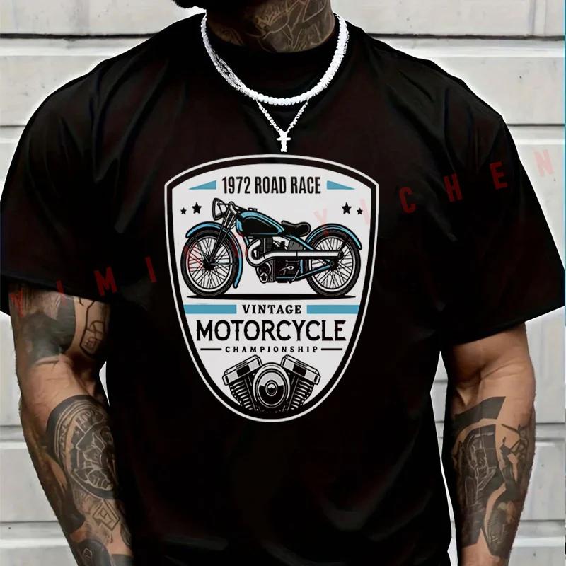 2026 Motorbike Men TShirt Casual A Close Up Of A Motorcycle Badge T-shirt Short Sleeve Summer Chopper Vintage Streetwear Top Tee