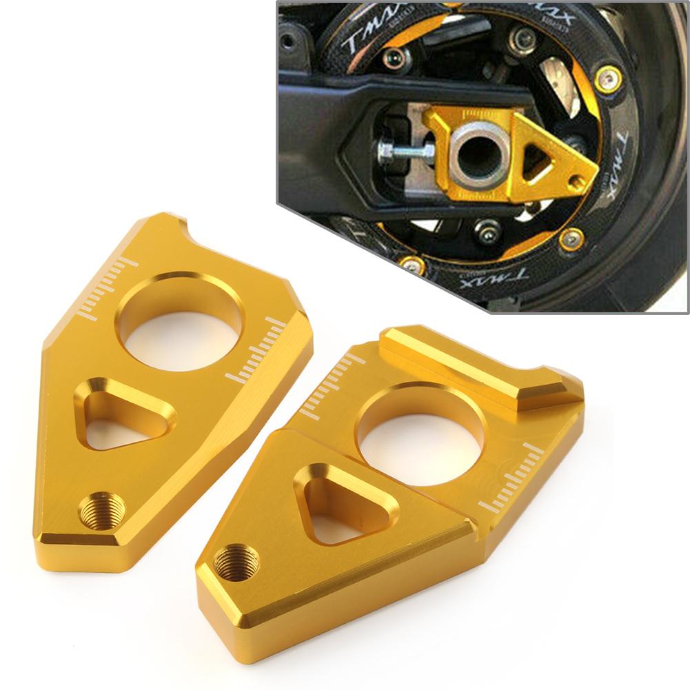 2Pcs Motorbike Aluminum Axle Spindle Chain Adjuster Blocks For Yamaha YZF R1 FZ1 2005-2015 & FZ8 TMAX 530 2012-2015