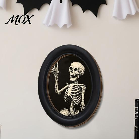 Adhesive Picture Frame Halloween Wall Art, Retro Oval Hanging Decoration, Table Art Sign, Decorative for Living Room Holiday Decor Minimalist