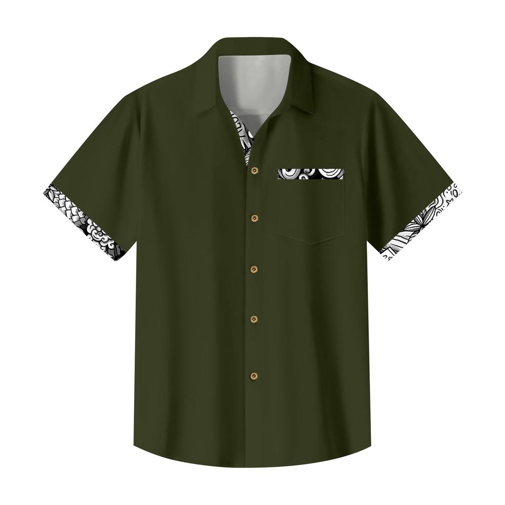 Гавайская рубашка для мужчин, мужские винтажные рубашки для боулинга на пуговицах, летняя пляжная рубашка с коротким рукавом