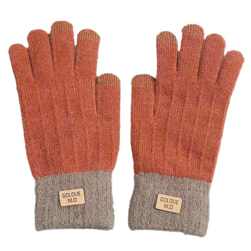 Вязаные перчатки для сенсорных экранов, осенние и зимние теплые нескользящие бархатные перчатки, утолщенные шерстяные перчатки в корейском стиле унисекс