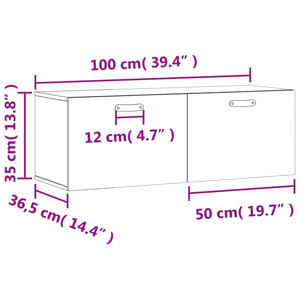 Wall Mounted Cabinet White 100 x 36.5 x 35 cm Particleboard