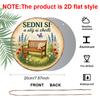 2D Flat - 1pc Round Aluminum Metal Sign, Vintage Plaque about "Sit Down And Enjoy The Moment", "Garden Bench Butterfly Flowers" Decorative Sign