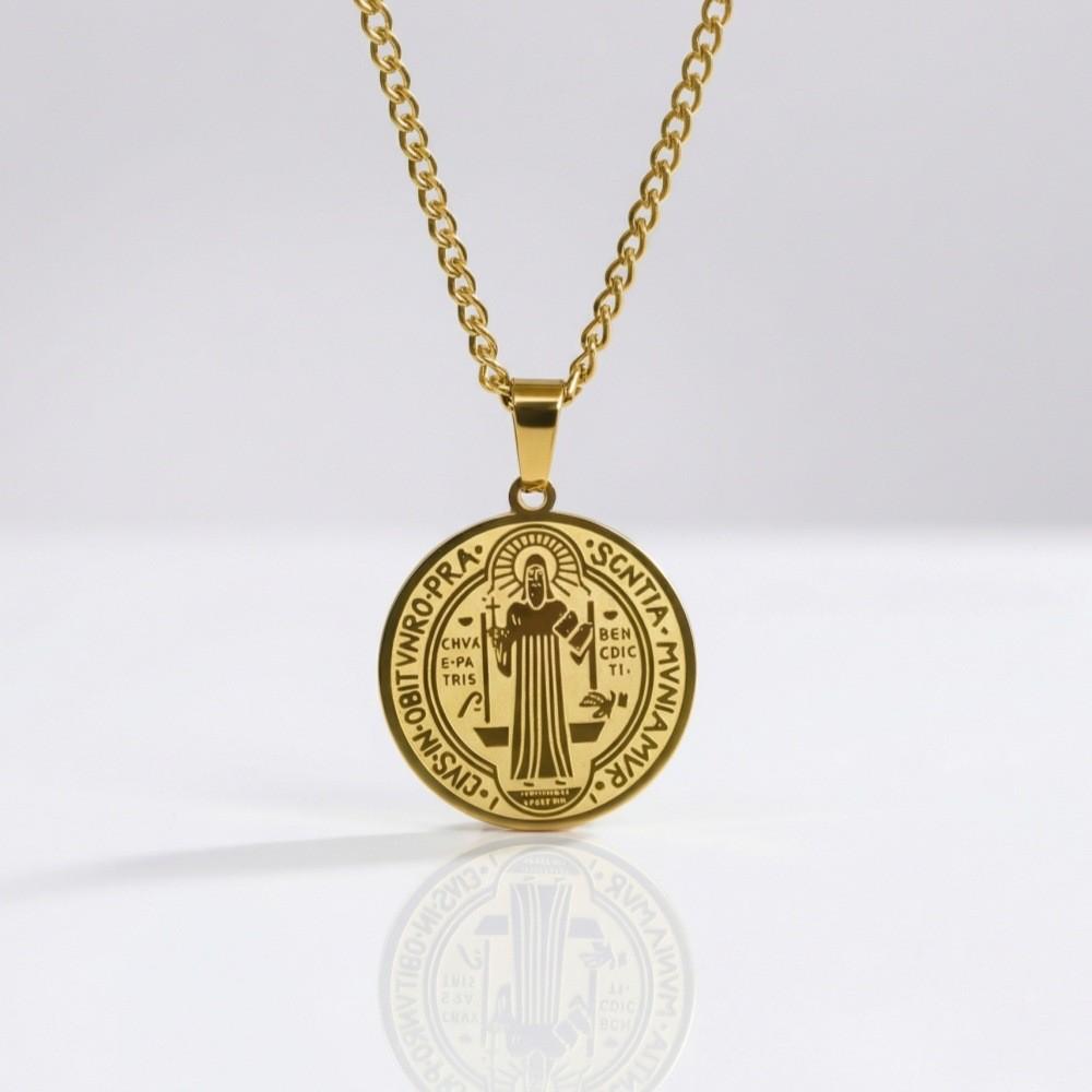 St. Benedict's Exorcism Holy Medal Necklace Pendant God Circle Medal Trendy Necklace