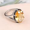 2023 Light Luxury Natural Citrine Large Gemstone Ring Women's Fine Jewelry Anniversary Gift 925 Sterling Silver