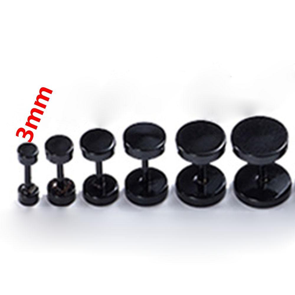 1Pair Unisex Jewelry Stainless Steel Cheater Plugs Earrings Dumbbells Pattern Ear Stud