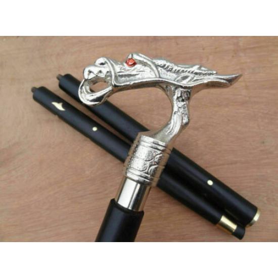 Dragon Head Handle Vintage Cane Walking Stick Designer Style Antique Style Gift