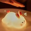 Night Light Silicone Big Face Rabbit Tap USB Rechargeable with Dimmable Timer Soft Eye-Protective LED Night Light