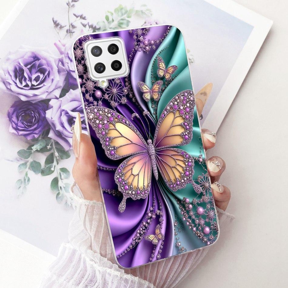 For Samsung Galaxy A22 4G A225F 5G A226B Cute Flower Butterfly Cat Painted Case For Samsung A22 Soft Silicone TPU Phone Cases