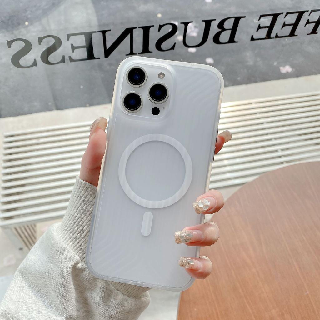 Подходит для IPhone16proMax Полосатый Гофрированный Чехол для Мобильного Телефона Светящийся Магнитный Абсорбирующий Apple 15 Высокий Класс 14 Защитный Чехол