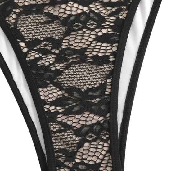 2Pcs/Set Women Bikini Set Halter Swimsuit with Bow Lace-ups Low-rise Swimming Trunks Set