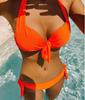 Solid Color Sexy Triangle Bikini - Two-Piece Backless Beach Swimwear