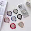 Candy Color Electroplated Magnetic Mobile Phone Holder Foldable Anti-fall Metal Ring Buckle Sticky Back Sticker Makeup Mirror
