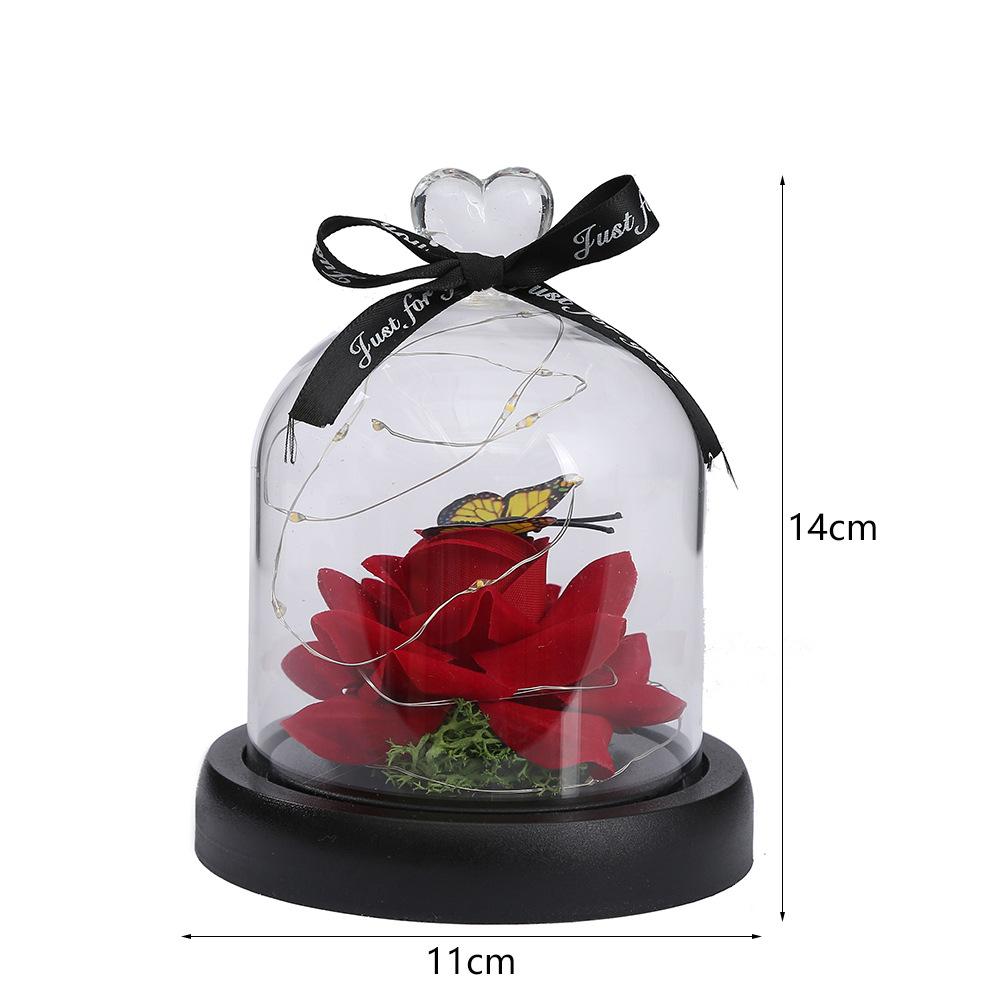 Eternal flower glass cover small gift, creative butterfly rose tabletop small ornament Valentine's Day gift