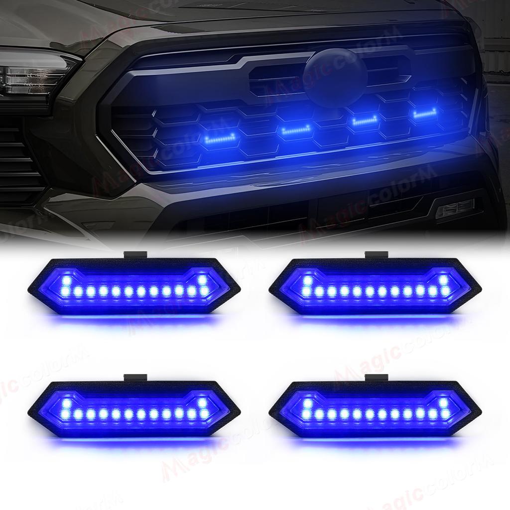 4 шт. Светодиодные огни решетки радиатора для Toyota Tacoma TRD Sport Передняя решетка Автомобильные светодиодные Белые Янтарные Синие Красные Предупреждающие Дневные ходовые огни DRL 12 В