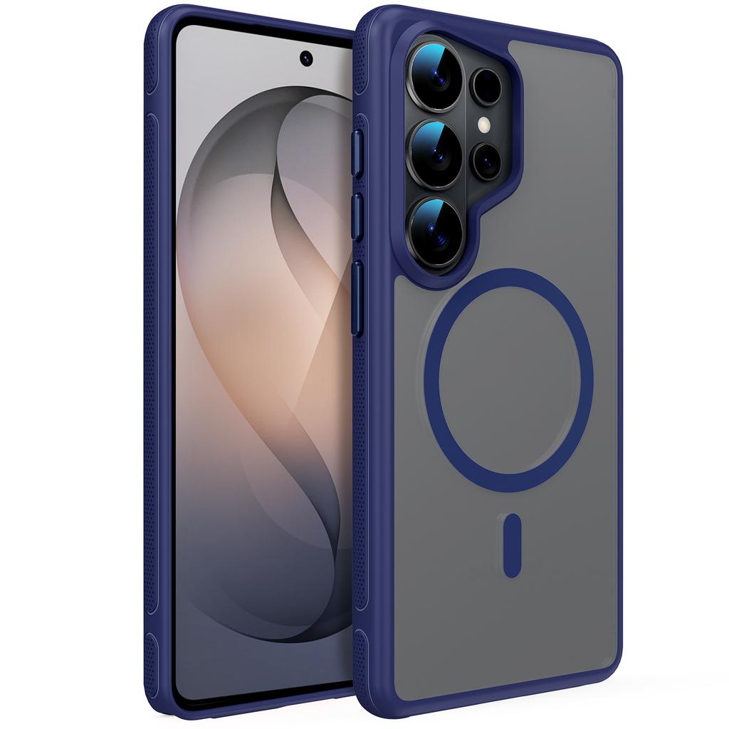 Чехол для Samsung S26 plus ultra Матовая текстура кожи полупрозрачный Магнитная защитная крышка Беспроводная зарядка Защита от отпечатков пальцев