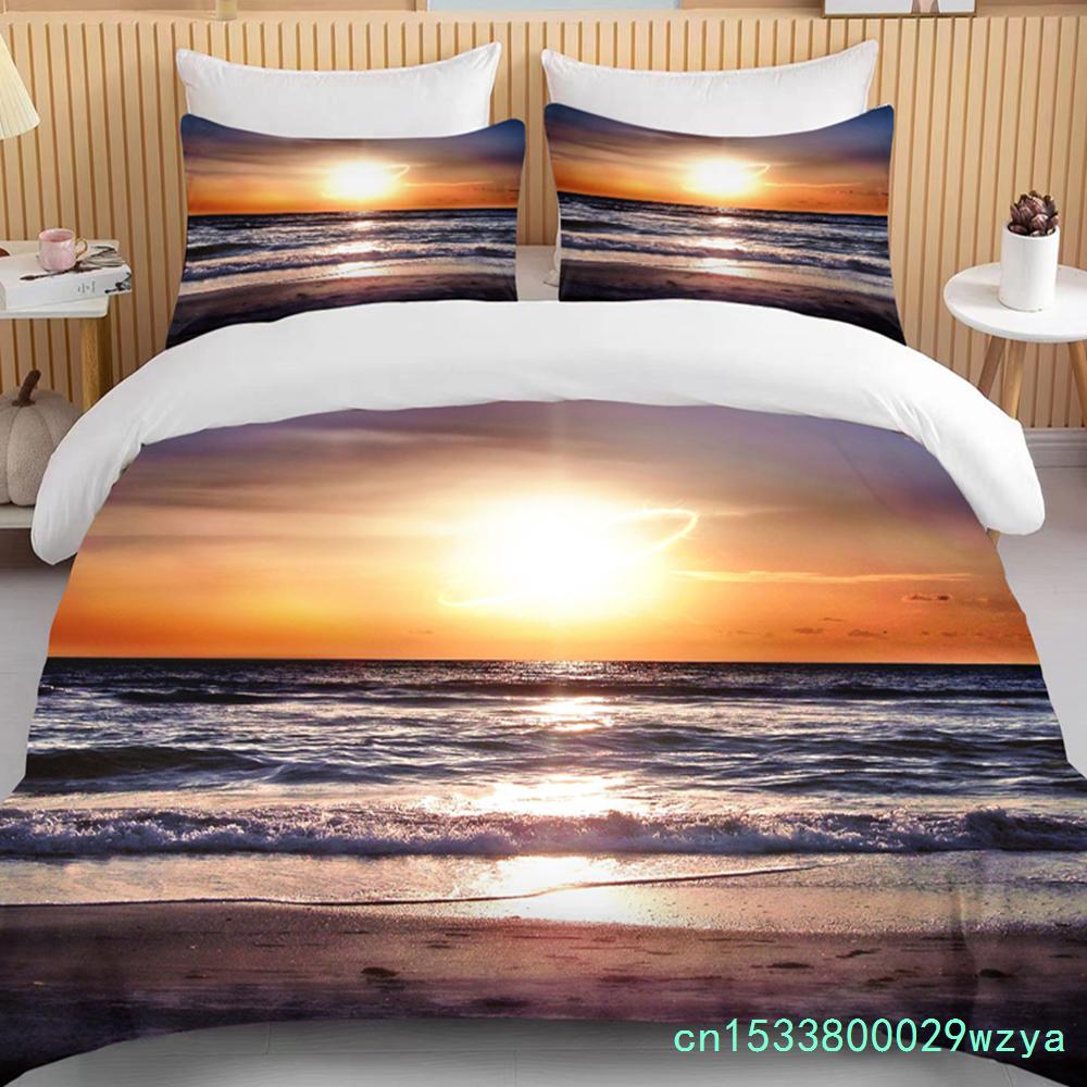 Комплект постельного белья Sun Bedding Набор пододеяльников с принтом ночного вида с наволочками Постельное белье размера King Queen Full Double Single Роскошный Декор кровати