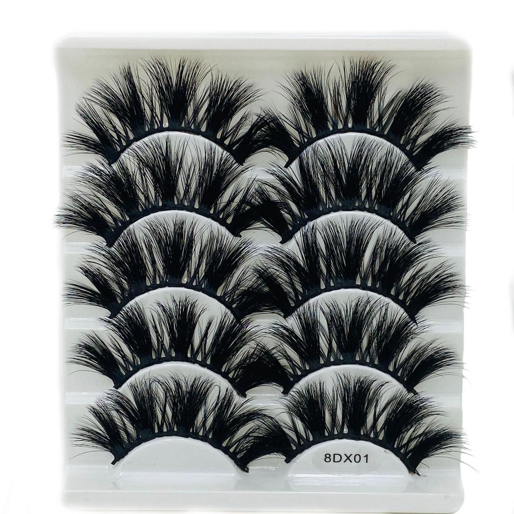 Beauty Eye Makeup Tools Criss-cross Thick Long False Eyelashes Wispies Fluffies 8D Mink Hair