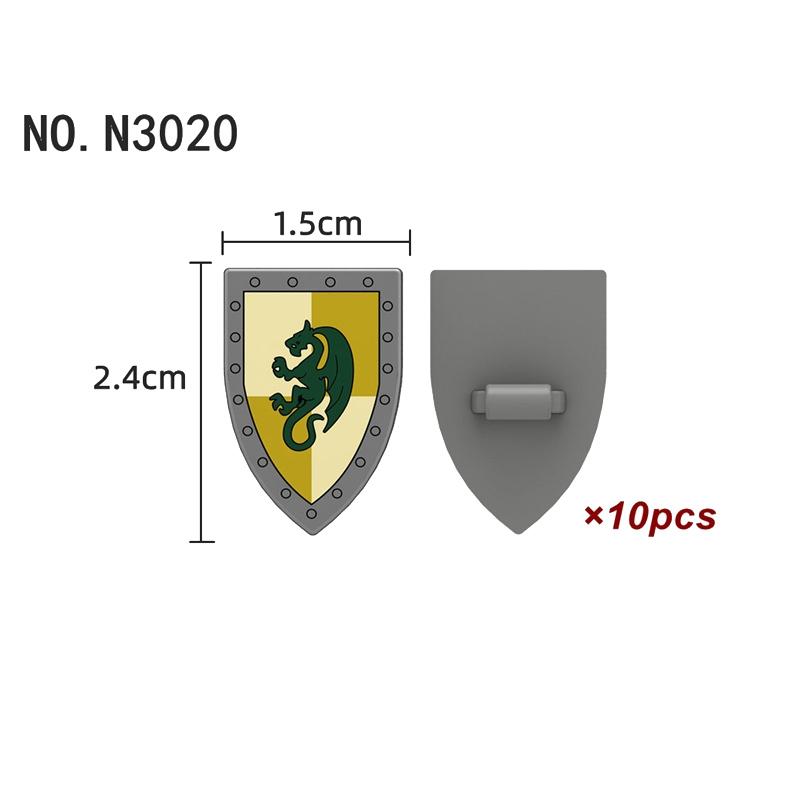 Medieval Castle Green Dragon Knight Building Blocks Figure Accessory Shield Vest Warhorse Cape Orc Flag Mount Wolf Toy Gift D123