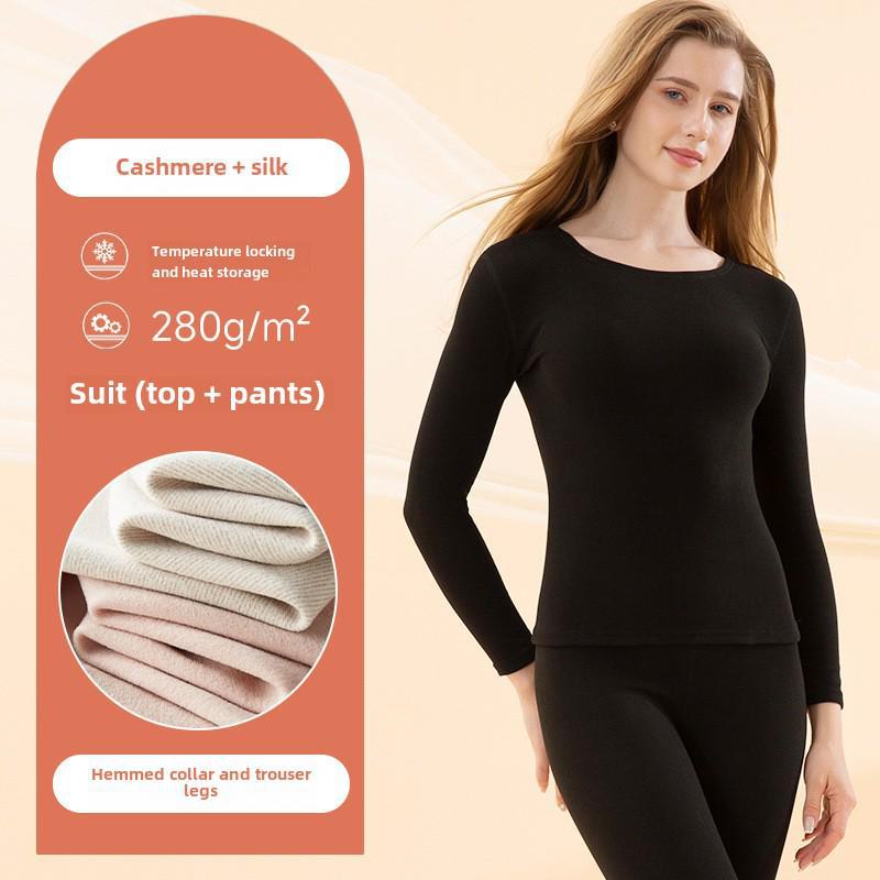 Комплект термобелья из кашемира и шелка: Женский и мужской осенне-зимний многослойный костюм из бархата