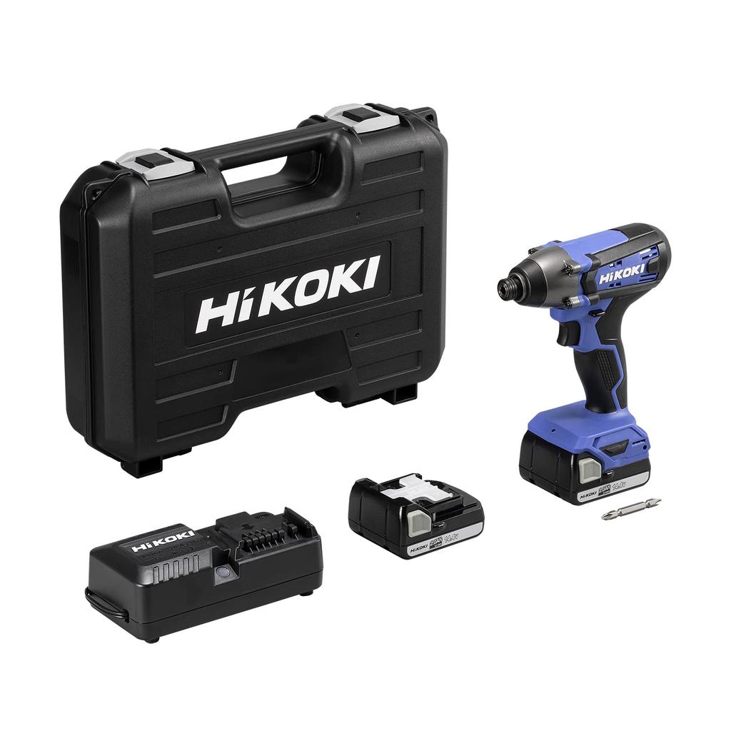 HiKOKI Аккумуляторная батарея для беспроводного ударного шуруповерта x 2, зарядное устройство с чехлом, синяя, 14,4 В, 2,0 Ач, FWH14DF(2БГ)