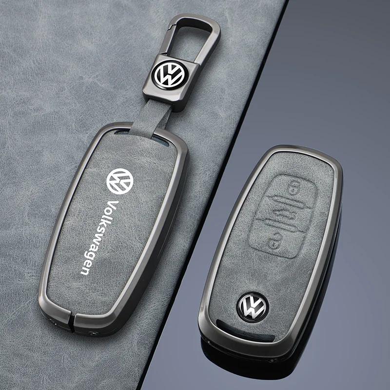 For VW High Quality Leather Car Key Case Cover Shell Fob Holder For Volkswagen VW Tiguan Touran Caddy Beetle Jetta Eos Golf Po