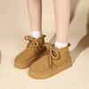 2024 Новый стиль Модные универсальные темпераментные удобные зимние теплые женские ботинки однотонные короткие зимние ботинки на шнуровке