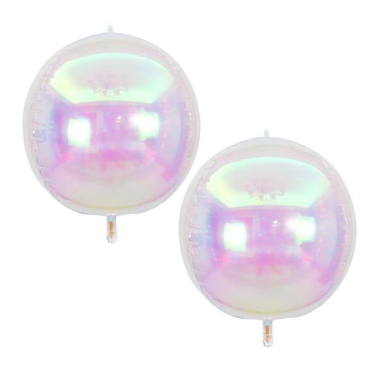 2 Pcs Iridescent 4D Balloons Large Holographic Foil Balloon Rainbow Mylar Aluminum Balloon for Birthday Wedding Baby Shower Party Decoration