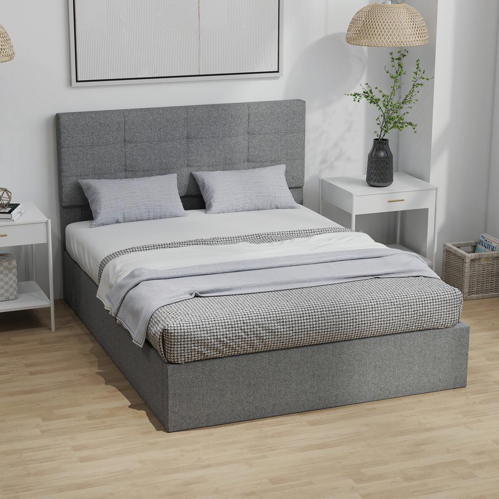 4ft6 Double Ottoman Bed with Gas Lift Storage - Grey