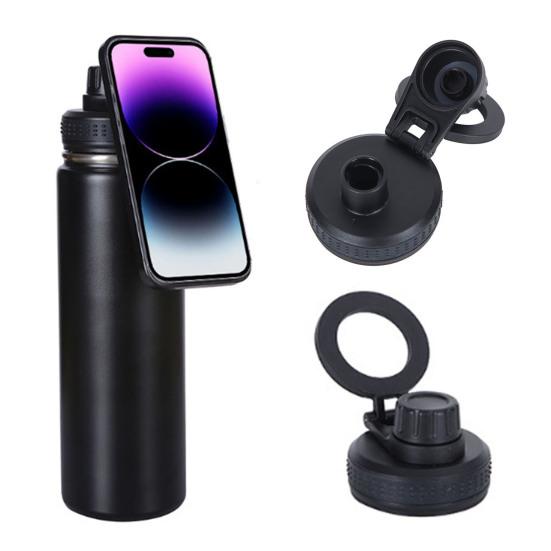 2-в-1 Изолированная крышка для стакана, герметичная крышка для бутылки с водой, магнитный держатель для телефона