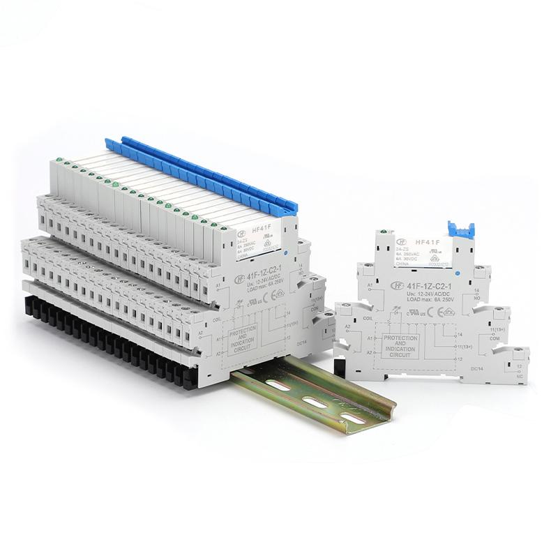 Реле 6A 1CO 41F-5-ZS 41F-12-ZS 41F-24-ZS 5V 12V 24V Крепление на DIN-рейку со светодиодом Высокочастотное Ультратонкое Тонкое/SSR Реле