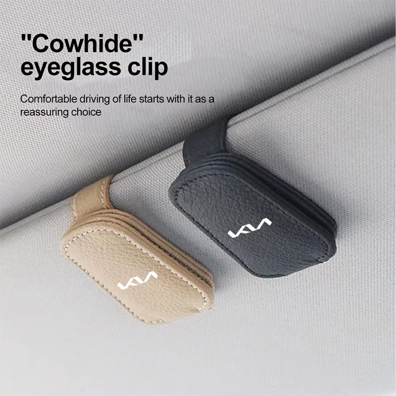 AEF1 Car Leathers Glasses Clip Sun Visor Sunglasses Card Box For Kia Cerato Venga Cadenza K9 Seltos Telluride Niro Morning Picanto Ri