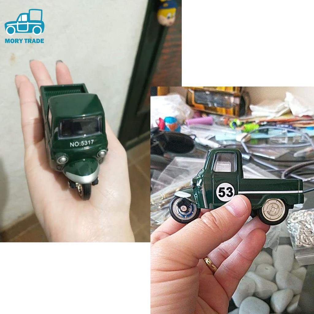 MORYTRADE Ностальгическая игрушка Ретро Классическая Инерционная Машинка Литая Миниатюрная Машинка, Возраст 6+, Набор из 2 Трехколесных Грузовиков, Синий и Зеленый