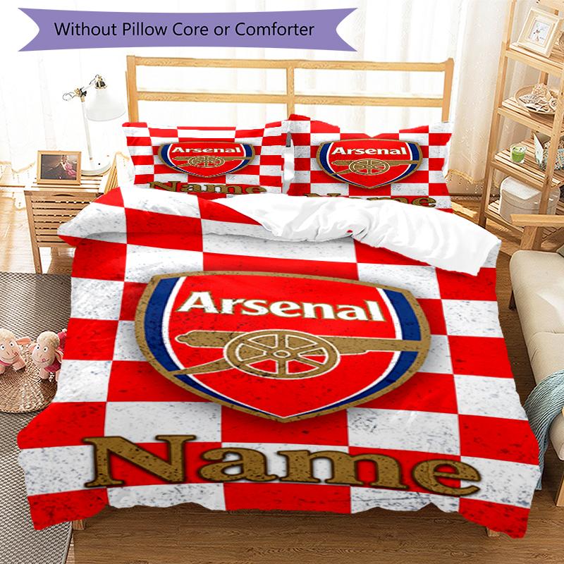 3Pcs Custom Name Arsenal Football Club Bedding Set Duvet Cover Closure Includes 1Duvet Cover 2Pillowcases Soft And Comfortable For All Seasons